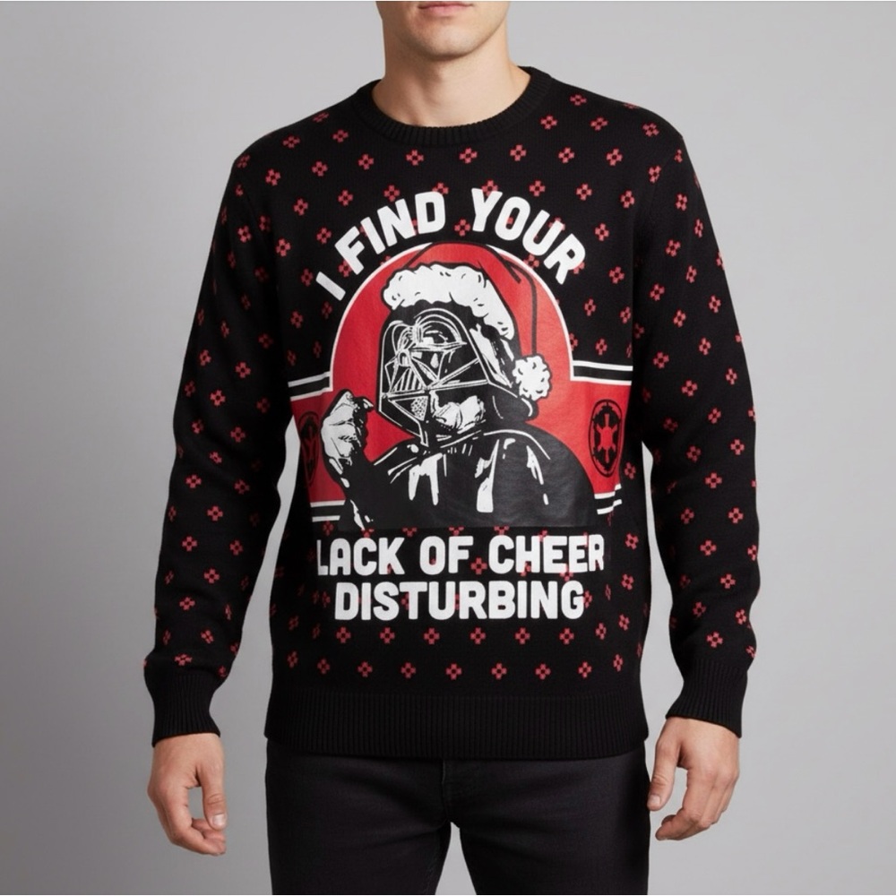 Christmas shirt Star Wars Black Sweatshirt with‎ Red and White Design
